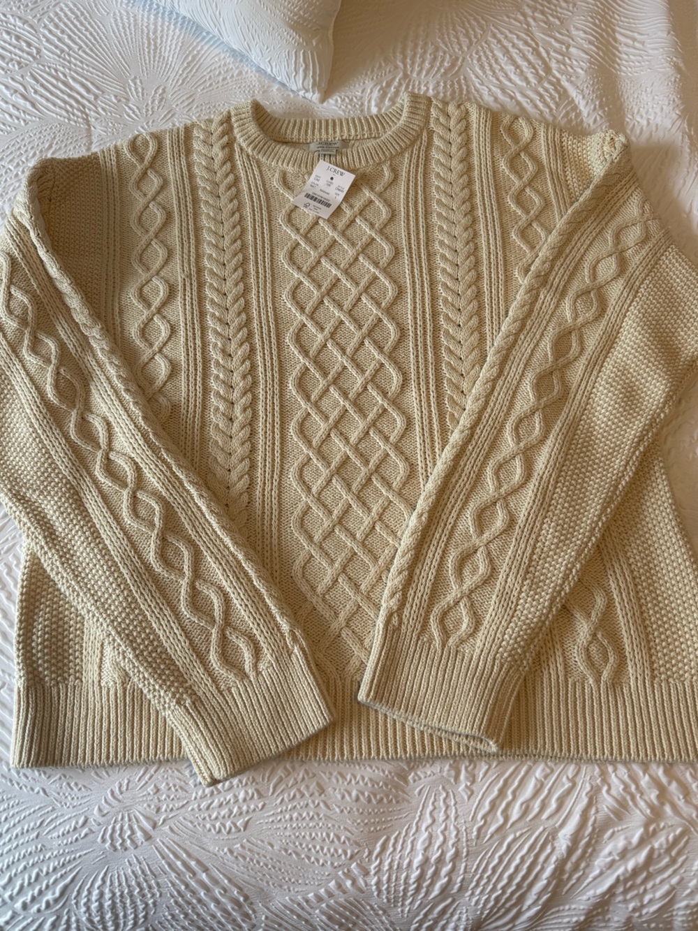 J. Crew Cable Knit Crewneck Sweater - Cream NWT
